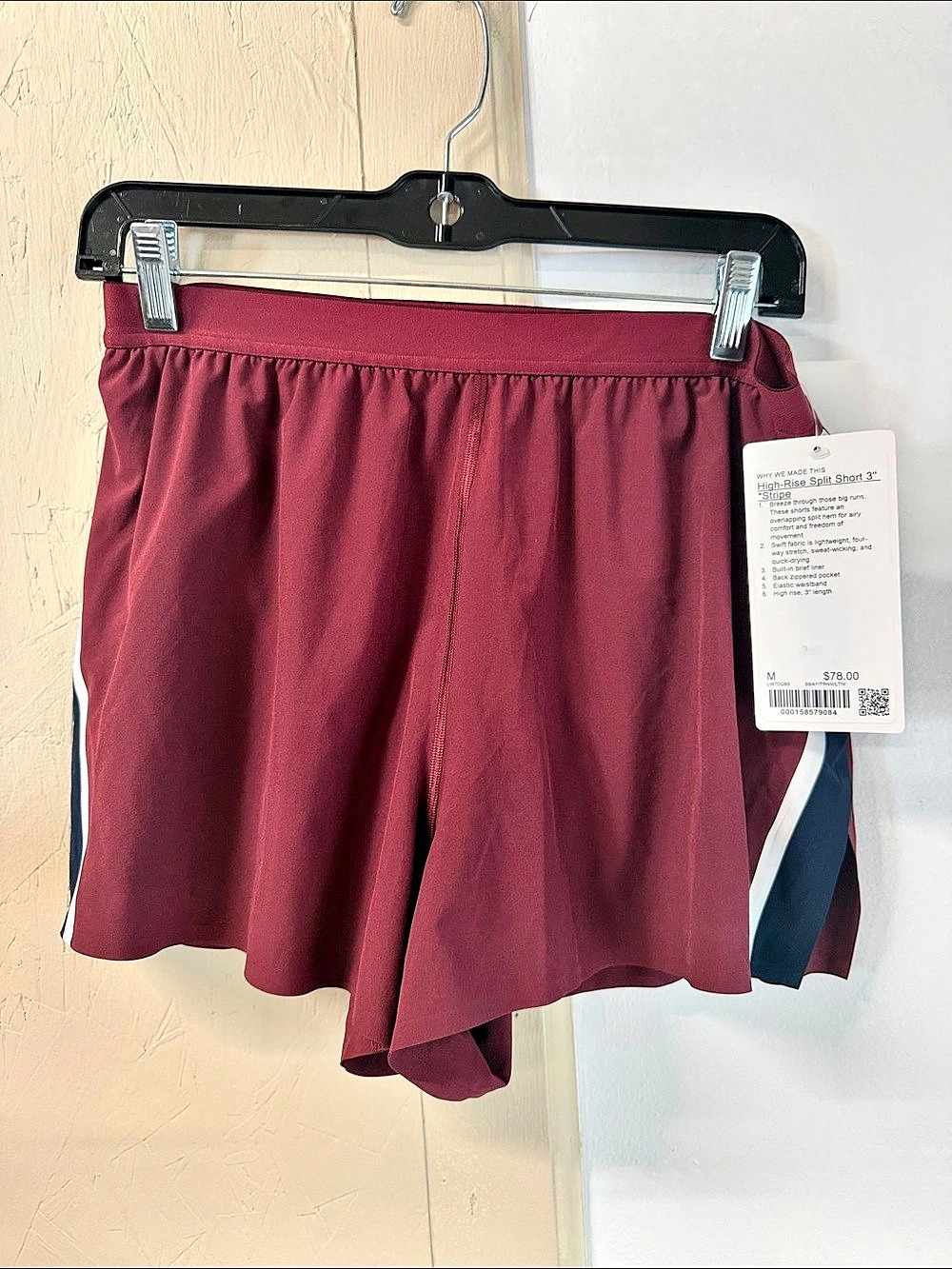 lululemon High-Rise Split Short 3" *Stripe Color Block Athletic Shorts Medium